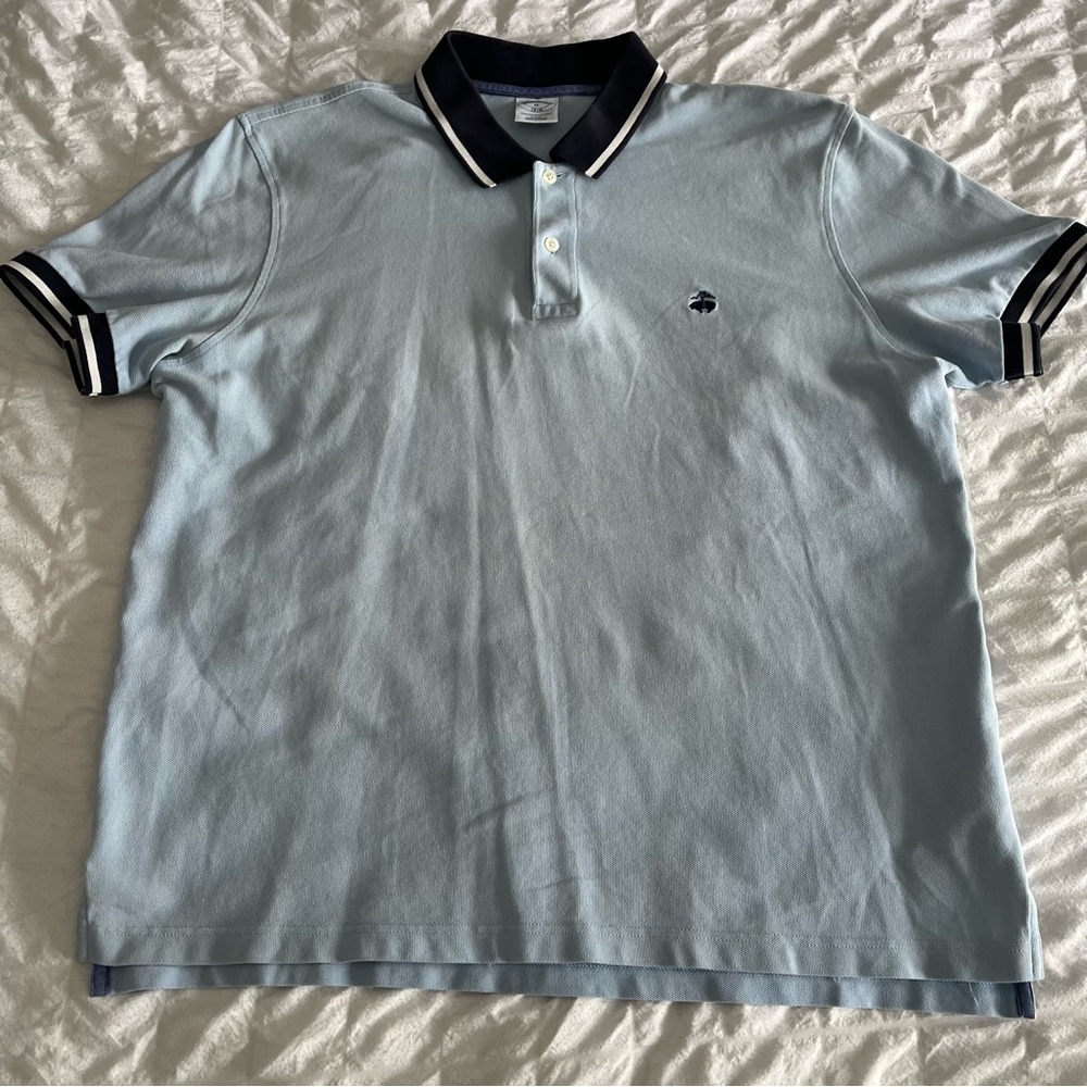 Brooks Brothers 1818 Slim Fit Performance Polo Light Blue Collar Mens XL